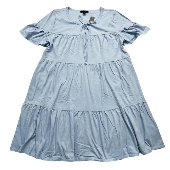 J. Crew Broken-In Jersey Tiered Mini Knit Dress Blue J. Crew Broken-In Jersey Tiered Mini Knit Dress Blue
